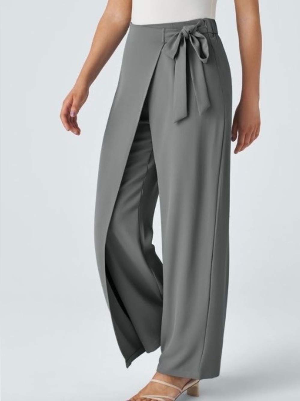 HALARA Flex High-Waisted Tie side Wrap-Front Wide Leg Work Pants